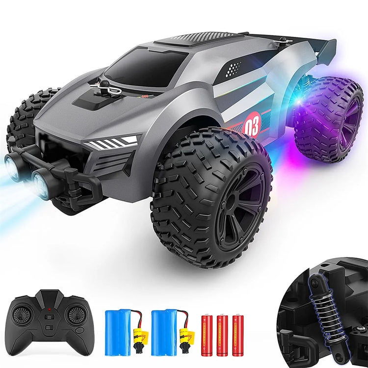 High Speed RC Car, Remote Control Car, 1:22 Scale 2WD Off-Road RC Racing Car with Headlight for 4-12 Years Old Kids Adults, Gray