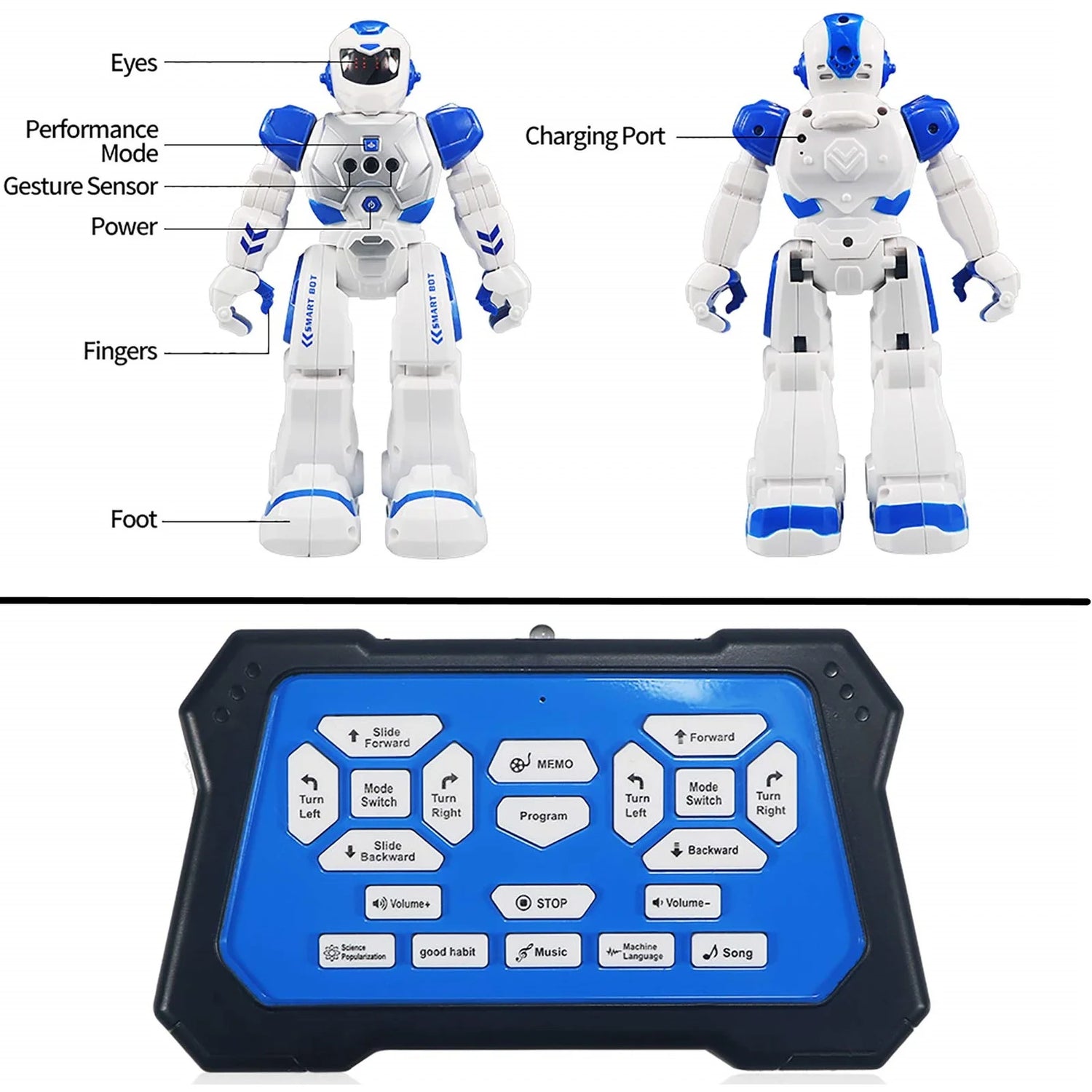 Remote Control Robot Singing Dancing Programmable with Infrared Gesture Age 3 -8 Child Blue