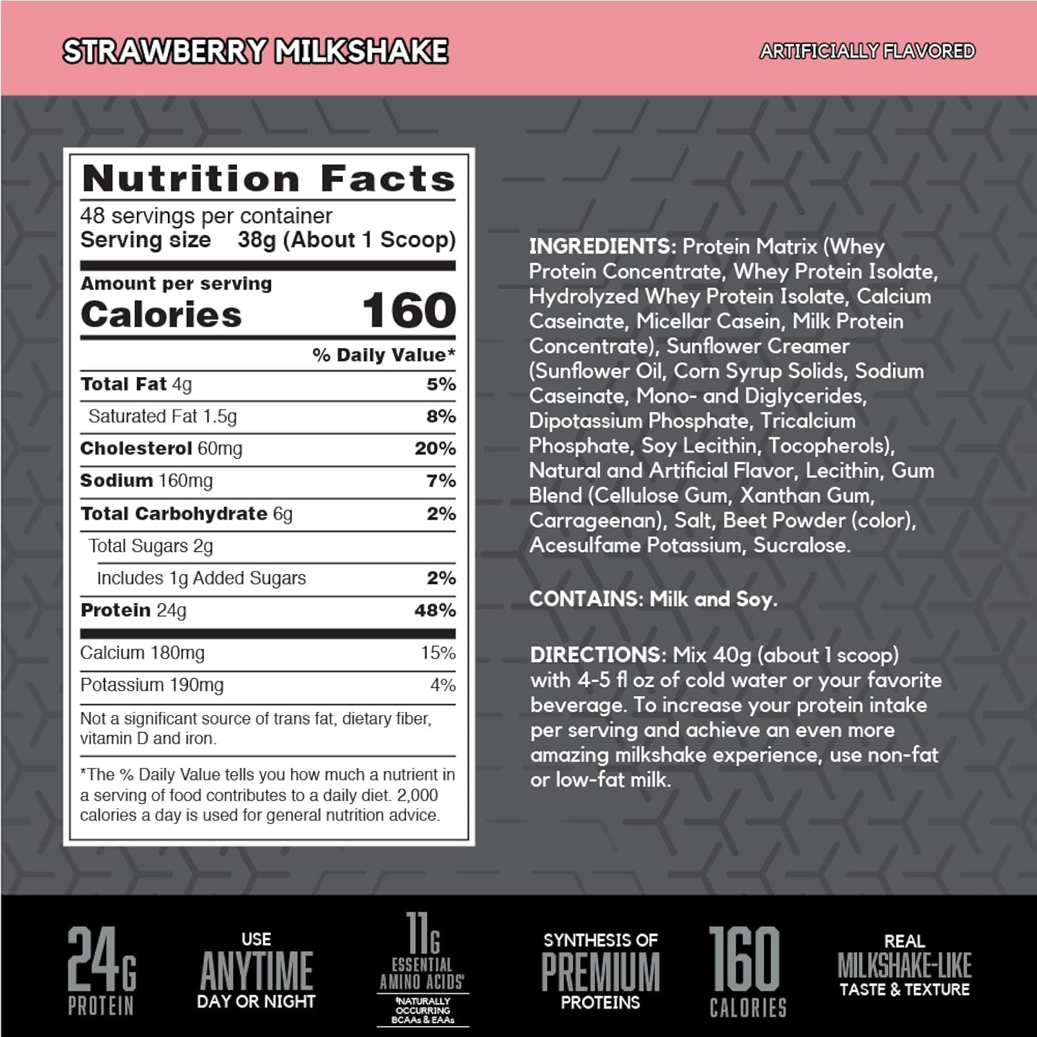 SYNTHA-6 EDGE Protein Powder, Strawberry Flavored Powder with Hydrolyzed Whey, Micellar Casein, for Muscle Gain, Low Sugar, 24G Protein, Strawberry Milkshake, 48 Servings, 4.01 Pound (Pack of 1)