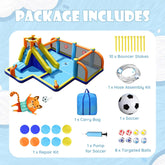Giant Soccer-Themed Inflatable Water Slide Bouncer W/ Splash Pool without Blower
