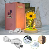 Sunflower Gifts for Women,Birthday Gifts for Her,Artificial Sunflower in Glass Dome with Led Light for Mother&