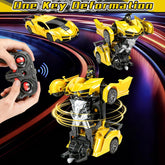 Remote Control Car for Boys, 1:18 Scale Rc Race Car with 360° Rotating Led Lights & One Button Deformation - Rc Cars Robot Toy Cars for Kids 3 4 5 6 7 8-12 Birthday Easter Gifts ﻿
