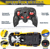 Remote Control Car for Boys, 1:18 Scale Rc Race Car with 360° Rotating Led Lights & One Button Deformation - Rc Cars Robot Toy Cars for Kids 3 4 5 6 7 8-12 Birthday Easter Gifts ﻿
