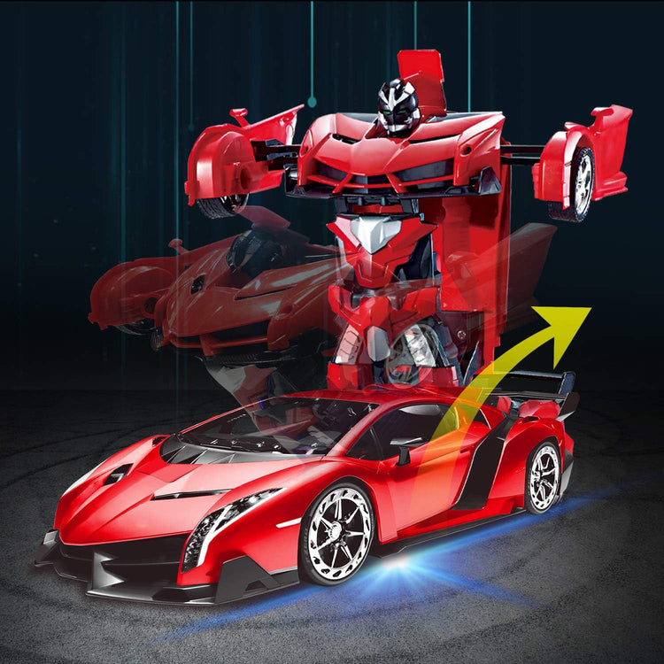 Remote Control Car - Transform Robot Toys for Boys Teens, Rechargeable RC Car with Lights, 2.4Ghz RC Car 1:18 Rechargeable 360° Rotating Race Transform Car Birthday Christmas Gifts for Kids