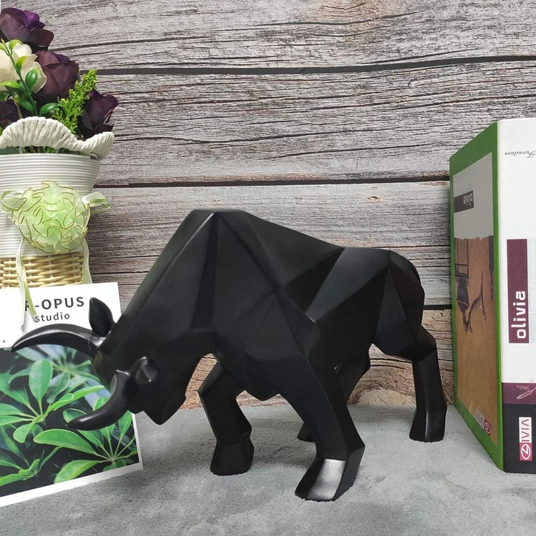 Polyresin Bull Figurine Home Decor, Abstract Sculptures, Originality Home Decoration Furnishing Animal Ornament, Geometric Surface Statues Home Decor Ornament