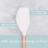 White Silicone and Copper Kitchen Utensils Set with Holder - 17-Piece Rose Gold Cooking Tools for Nonstick Cookware, with Measuring Cups, Spoons, & Utensil Holder - Stylish Copper Kitchen Accessories
