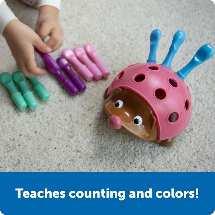 Spike the Fine Motor Hedgehog Pink - Toddler Montessori Toys, Stacking Shape, Gifts for Boys and Girls, Pattern Sensory Bin, Sorting Activities, Educational Games, Kindergarten