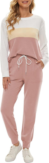Two Piece Outfits for Women Long Sleeve Crewneck Pullover Tops and Pants Sweatsuits Lounge Set with Pockets 2026