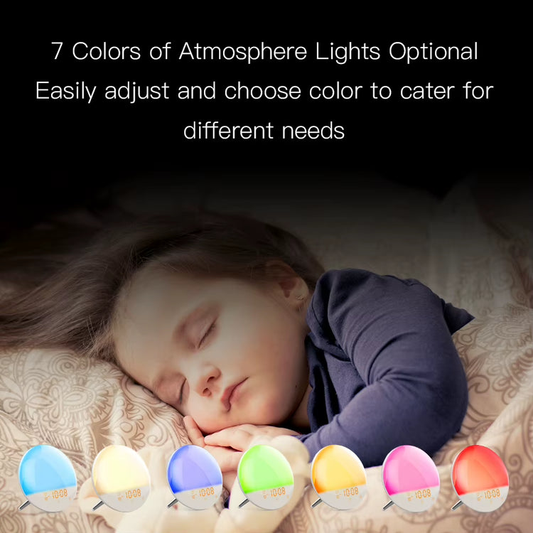 MOES Wifi Wake up Smart Light Alarm Clock with 7 Colors Sunrise Sunset Simulation Tuya APP Control Works with Alexa Google Home