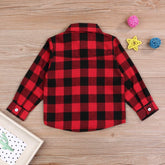 Kids Little Boys Girls Baby Long Sleeve Button down Red Plaid Flannel Shirt Plaid Girl Boy NB-6T