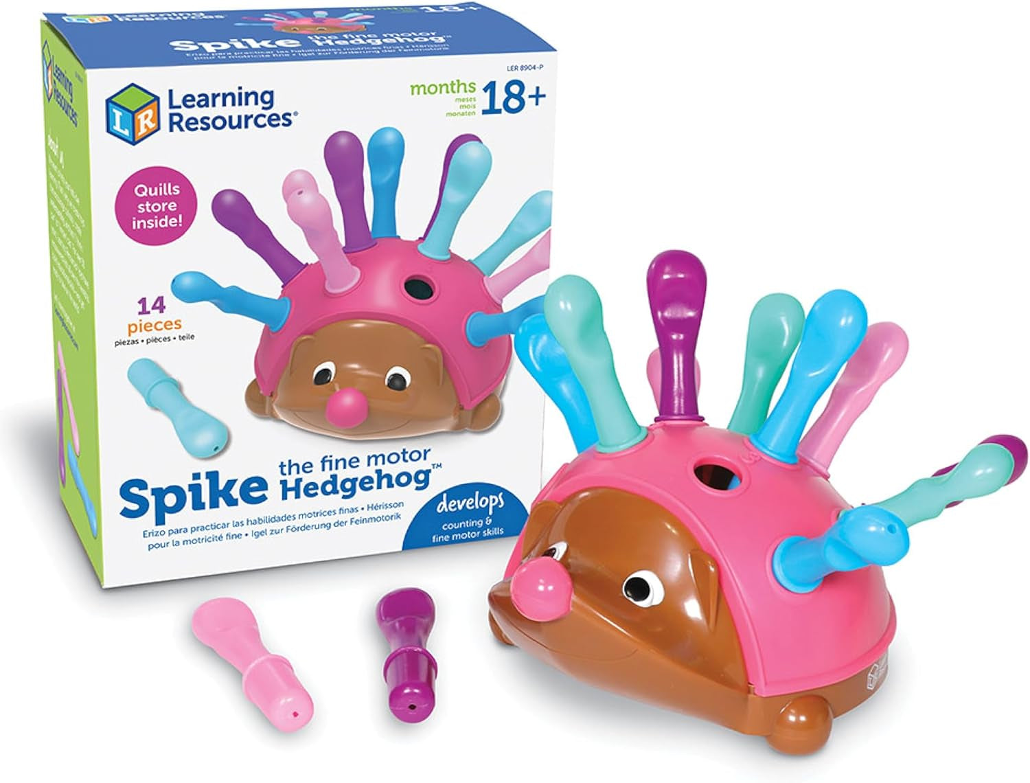 Spike the Fine Motor Hedgehog Pink - Toddler Montessori Toys, Stacking Shape, Gifts for Boys and Girls, Pattern Sensory Bin, Sorting Activities, Educational Games, Kindergarten