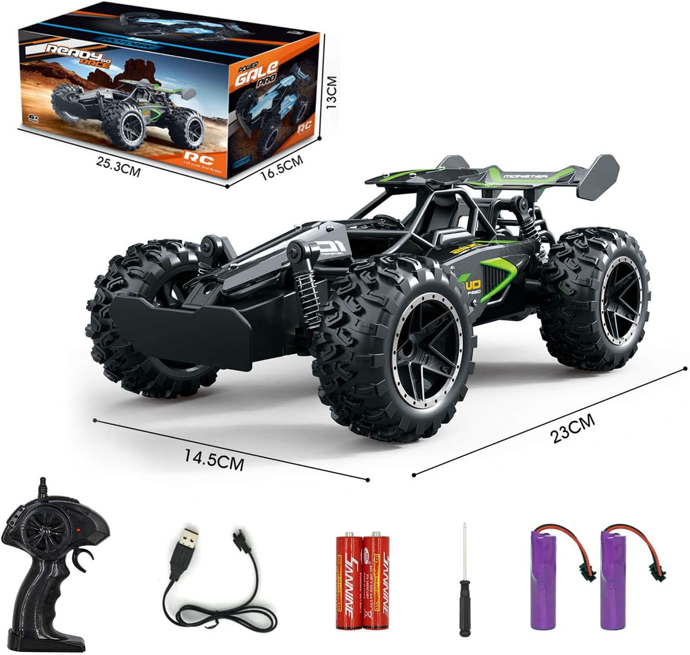 Remote Control Car, RC Cars for Boys Age 8-12, Toys Cars for Boys Age 4-7, 1:18 2.4Ghz Monster RC Truck Toys for Girls, off Road RC Crawler Easter Basket Stuffers Gifts for Kids(Black Green)