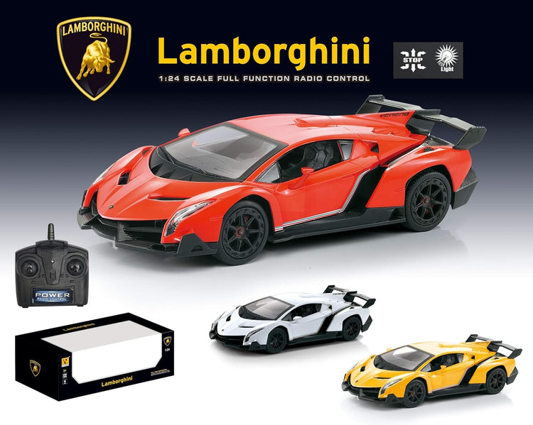 Remote Control RC CAR Racing Cars Compatible with Lamborghini Veneno Officially Licensed 1:24 Toy RC Cars Model Vehicle for Boys 6,7,8 Years Old,Yellow