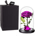 Purple Roses Handmade Rose in Glass Dome, Preserved Flowers Never Withered Romantic Gifts for Her, Mother&
