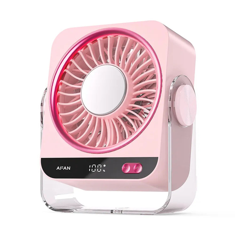 KIMMOO Desk Fan for Bedroom, 199 Speeds Turbo Airflow, Portable Fan with Ice Cooling, Digital Display Quiet Table Fan, 270° Rotating Small Rechargeable Battery Desktop Fans for Home Office