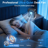 KIMMOO Desk Fan for Bedroom, 199 Speeds Turbo Airflow, Portable Fan with Ice Cooling, Digital Display Quiet Table Fan, 270° Rotating Small Rechargeable Battery Desktop Fans for Home Office