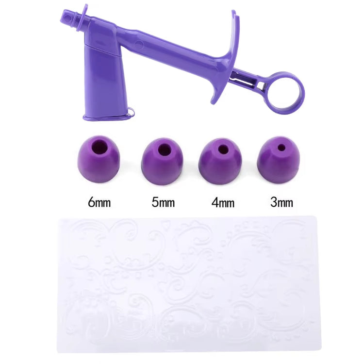 DIY Baking Tool Pearl Applicator with 4 Transfer Heads Fondant Cake Plaid Embossed Mold Cake Decoration Coating Tool