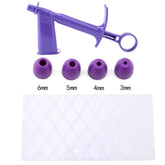 DIY Baking Tool Pearl Applicator with 4 Transfer Heads Fondant Cake Plaid Embossed Mold Cake Decoration Coating Tool