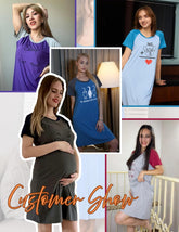 Womens Nightgown Short Sleeve Night Dress Printed Sleepwear Soft Sleep Shirt S-3XL