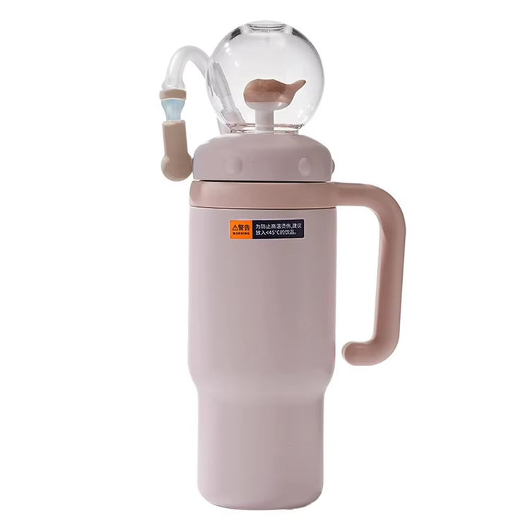 24Oz Stainless Steel Whale Fountain Tumbler with Handle Drinking Cup with Straw Whale Squirt Water Cup 710Ml Drinking Cup