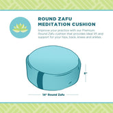 Zafu Meditation Pillows for Sitting on Floor, Yoga Cushion, Cotton/Buckwheat Fill Yoga Pillow, Zafu Meditation Cushion, Zen Kneeling Prayer Pad- Made in USA - 14" round - Natural