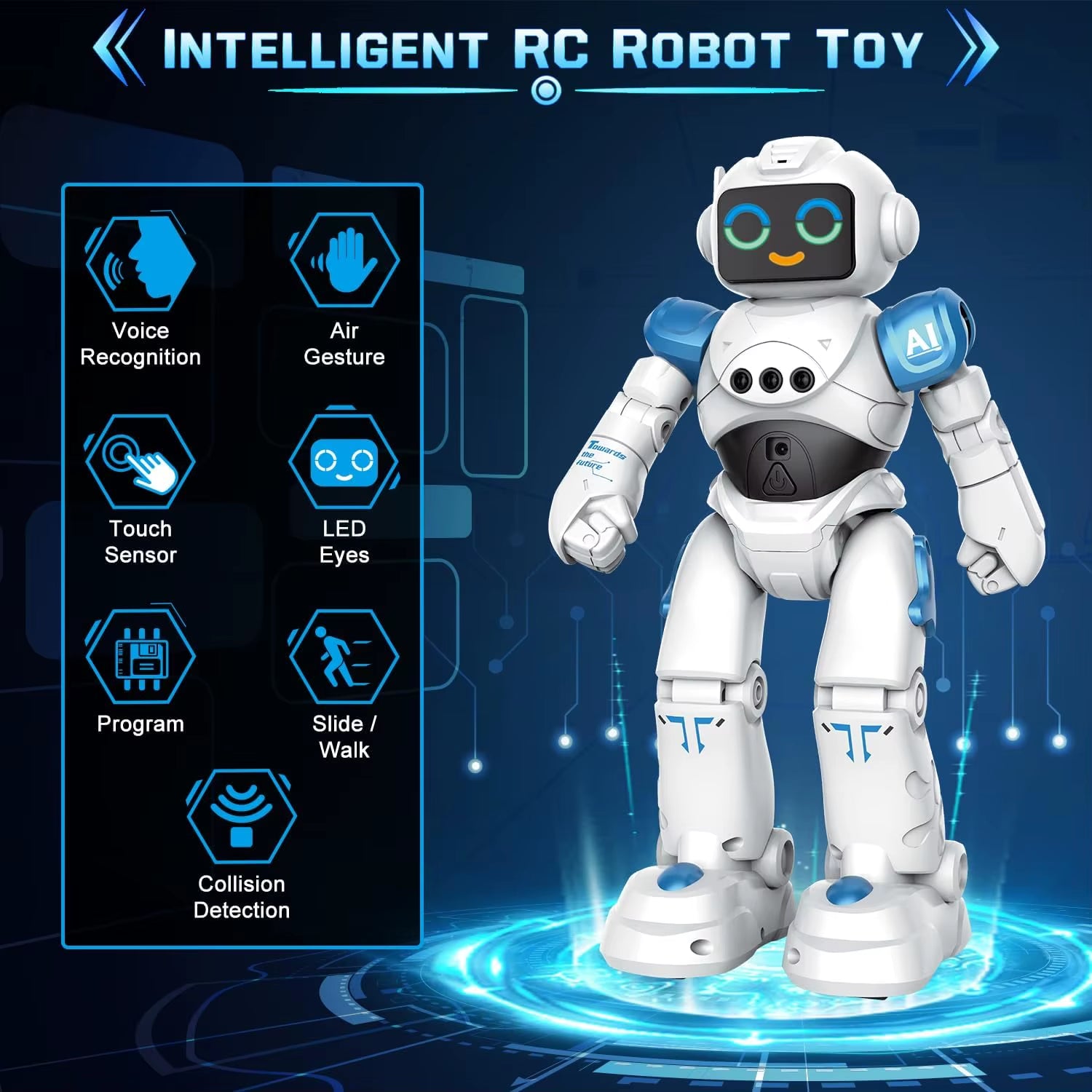 RC Robot Toy for Kids Smart Talking Voice Remote Control Robot Gesture Sensing Emo Robot Toy for Boys Girls Birthday Gift
