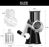 Rotary Cheese Grater Hand Crank Cheese Shredder for Fresh Cheese, Vegetable, Nuts,Non-Slip Suction Base, Free Cleaning Brush Three Blades, Black