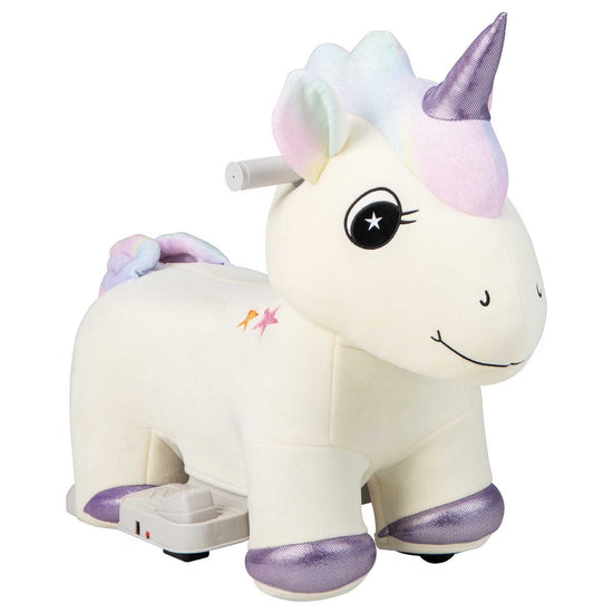 6V Electric Animal Ride on Toy Unicorn Kids Plush Ride-On W/ Music & Handlebars