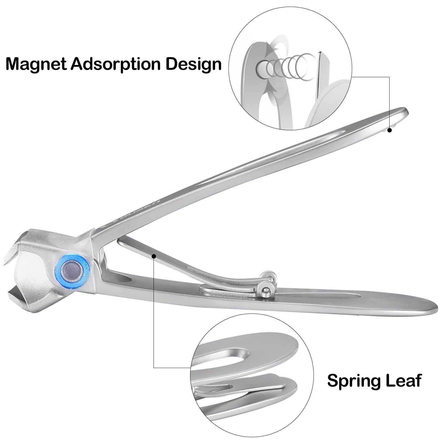 Thick Nail Clippers with Catcher, Full Anti-Splash Nail Clippers for Men & Women, Wide Jaw Opening Toenail Clippers for Seniors, Adult Fingernail Cutter & Toe Nail Clipper Catch All Nail Clippings