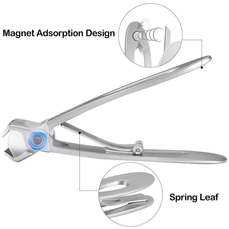 Thick Nail Clippers with Catcher, Full Anti-Splash Nail Clippers for Men & Women, Wide Jaw Opening Toenail Clippers for Seniors, Adult Fingernail Cutter & Toe Nail Clipper Catch All Nail Clippings
