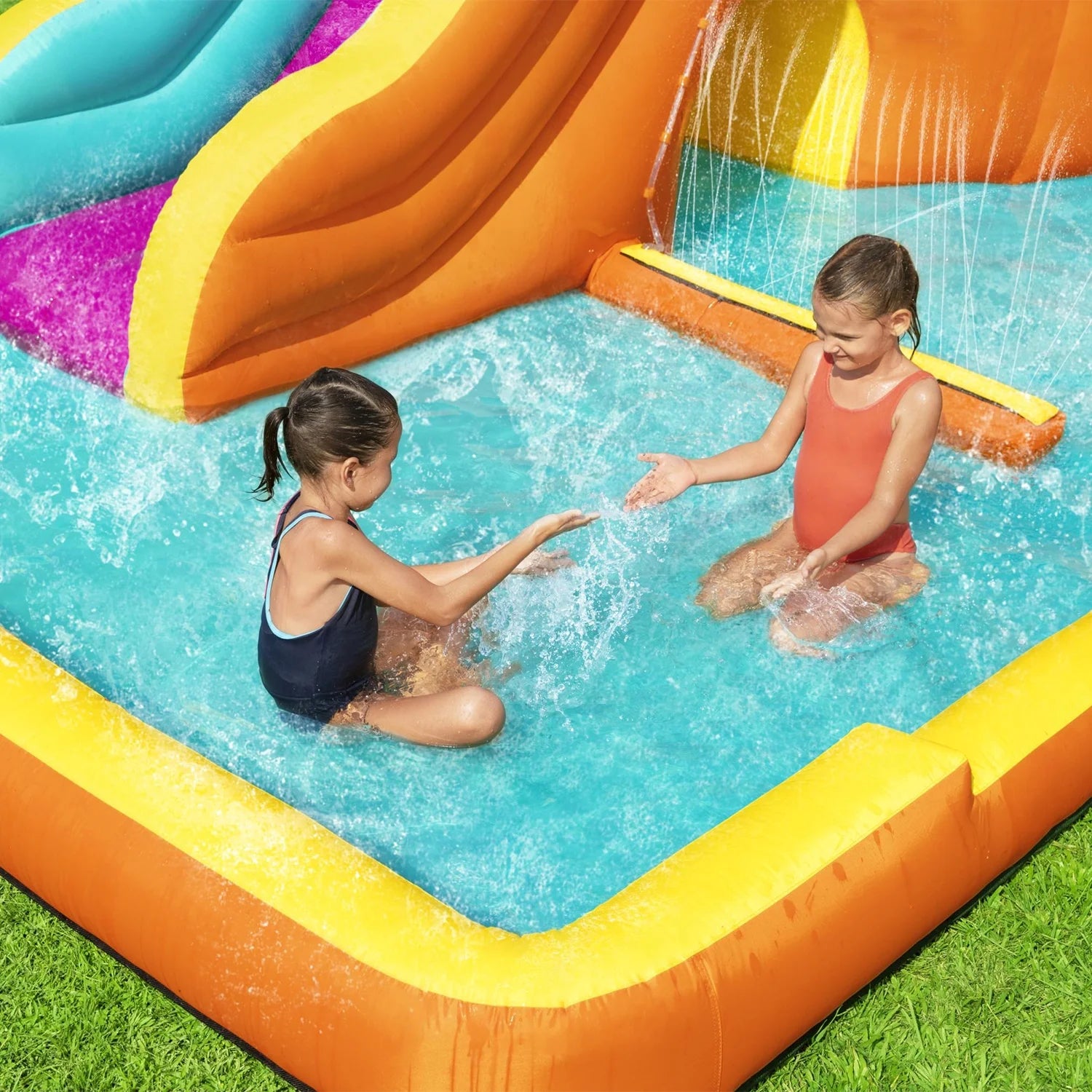 H2OGO! Tidal Tower Slide Kids Backyard Inflatable Water Park W/ Slide and Air Blower