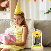 Sunflower Gifts for Women,Birthday Gifts for Her,Artificial Sunflower in Glass Dome with Led Light for Mother&