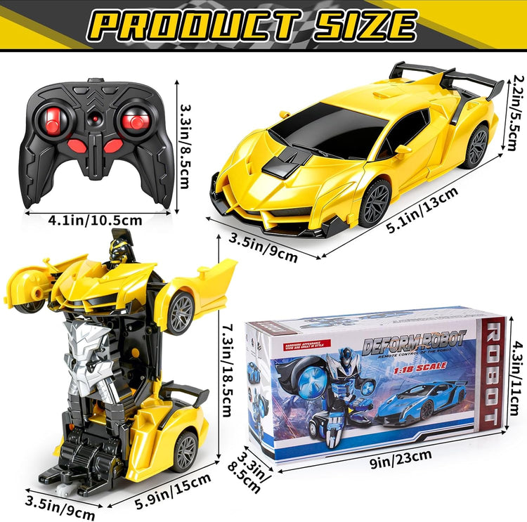 Remote Control Car for Boys, 1:18 Scale Rc Race Car with 360° Rotating Led Lights & One Button Deformation - Rc Cars Robot Toy Cars for Kids 3 4 5 6 7 8-12 Birthday Easter Gifts ﻿