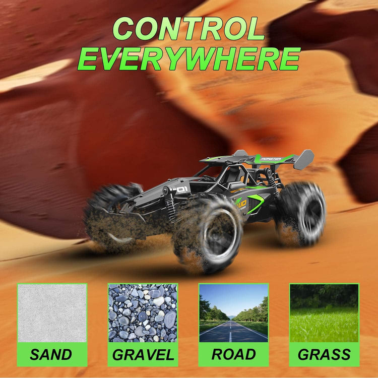 Remote Control Car, RC Cars for Boys Age 8-12, Toys Cars for Boys Age 4-7, 1:18 2.4Ghz Monster RC Truck Toys for Girls, off Road RC Crawler Easter Basket Stuffers Gifts for Kids(Black Green)