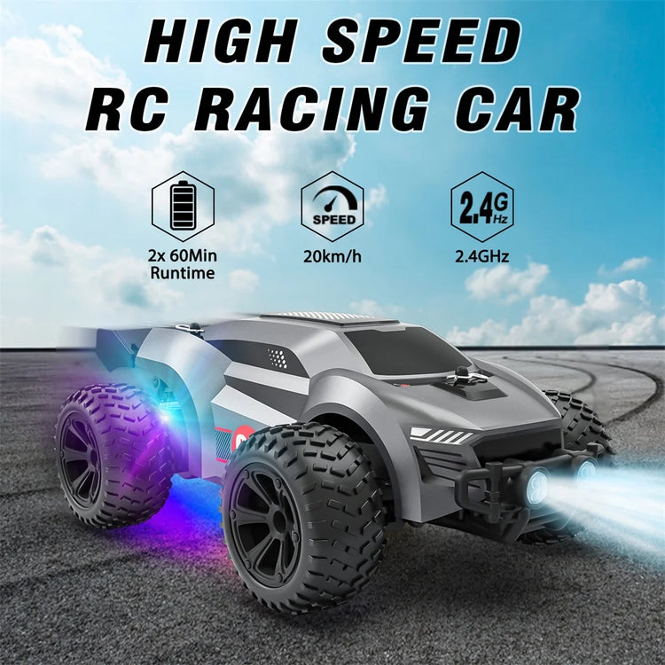 High Speed RC Car, Remote Control Car, 1:22 Scale 2WD Off-Road RC Racing Car with Headlight for 4-12 Years Old Kids Adults, Gray
