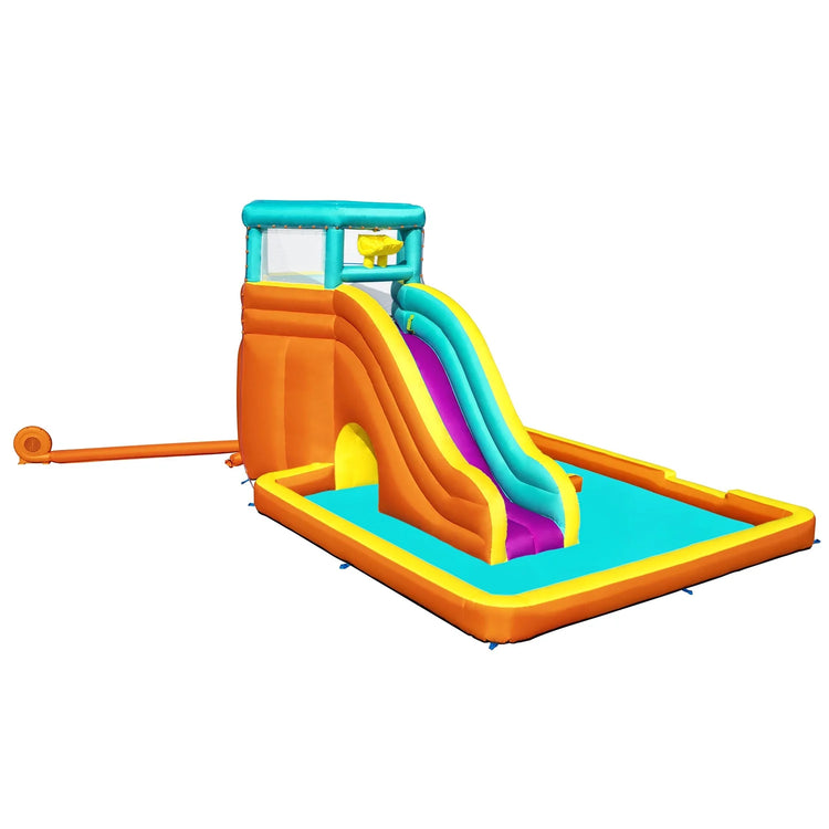 H2OGO! Tidal Tower Slide Kids Backyard Inflatable Water Park W/ Slide and Air Blower