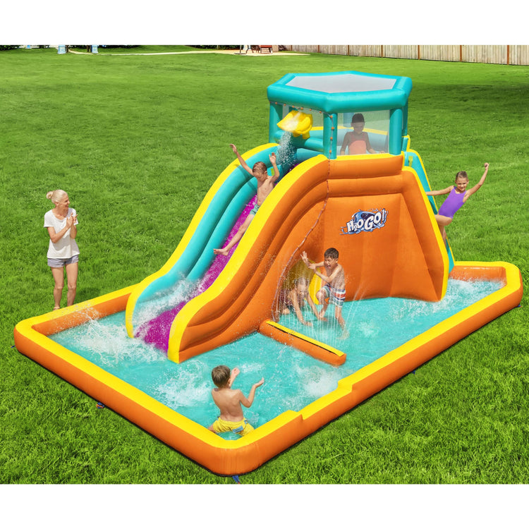 H2OGO! Tidal Tower Slide Kids Backyard Inflatable Water Park W/ Slide and Air Blower
