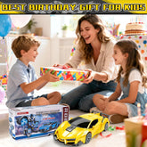 Remote Control Car for Boys, 1:18 Scale Rc Race Car with 360° Rotating Led Lights & One Button Deformation - Rc Cars Robot Toy Cars for Kids 3 4 5 6 7 8-12 Birthday Easter Gifts ﻿
