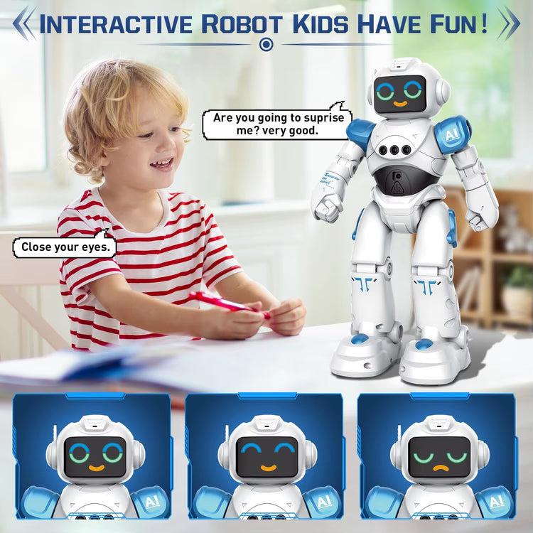 RC Robot Toy for Kids Smart Talking Voice Remote Control Robot Gesture Sensing Emo Robot Toy for Boys Girls Birthday Gift