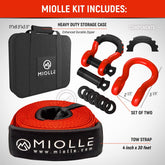 gear Tow Strap 4”X30’- 45000Lbs MBS Recovery Strap Kit Includes: Tow Rope, 2 D-Ring Shackles MBS- 62700LBS, Storage Case