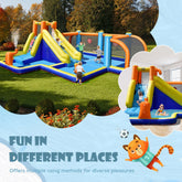 Giant Soccer-Themed Inflatable Water Slide Bouncer W/ Splash Pool without Blower