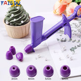 DIY Baking Tool Pearl Applicator with 4 Transfer Heads Fondant Cake Plaid Embossed Mold Cake Decoration Coating Tool