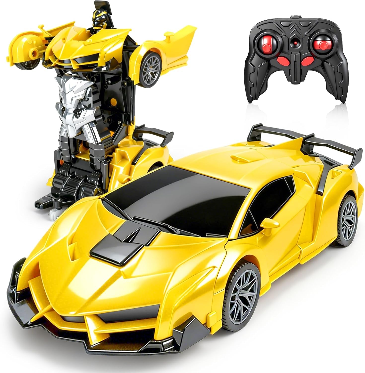 Remote Control Car for Boys, 1:18 Scale Rc Race Car with 360° Rotating Led Lights & One Button Deformation - Rc Cars Robot Toy Cars for Kids 3 4 5 6 7 8-12 Birthday Easter Gifts ﻿