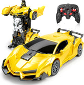 Remote Control Car for Boys, 1:18 Scale Rc Race Car with 360° Rotating Led Lights & One Button Deformation - Rc Cars Robot Toy Cars for Kids 3 4 5 6 7 8-12 Birthday Easter Gifts ﻿