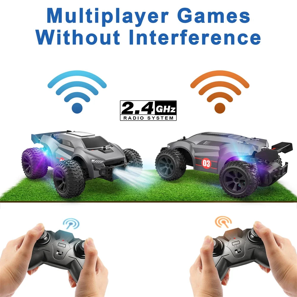 High Speed RC Car, Remote Control Car, 1:22 Scale 2WD Off-Road RC Racing Car with Headlight for 4-12 Years Old Kids Adults, Gray