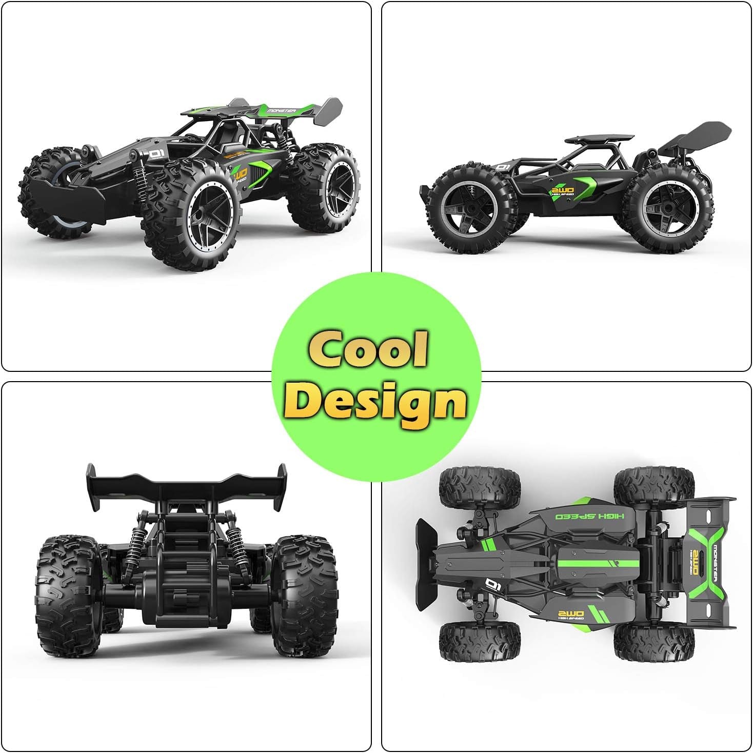 Remote Control Car, RC Cars for Boys Age 8-12, Toys Cars for Boys Age 4-7, 1:18 2.4Ghz Monster RC Truck Toys for Girls, off Road RC Crawler Easter Basket Stuffers Gifts for Kids(Black Green)
