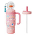 24Oz Stainless Steel Whale Fountain Tumbler with Handle Drinking Cup with Straw Whale Squirt Water Cup 710Ml Drinking Cup