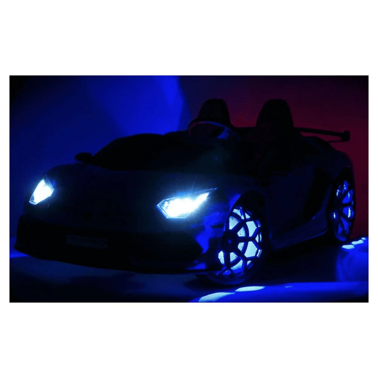 24V Lamborghini Aventador W/ Swappable Battery - Electric Car for Kids with 3 Speeds, Leather Seat, Remote, MP3 Music by Bluetooth, FM Radio, Rubber Tires (Yellow)