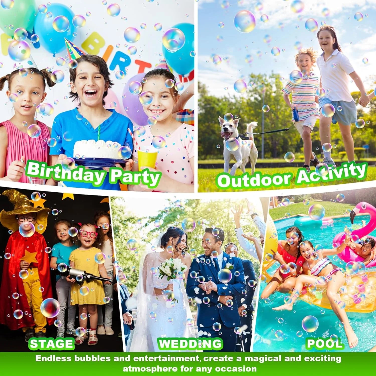 Bubble Machine with Light for Kids,20000+ Bubbles per Minute Automatic Flower Bubble Maker for Toddlers,2025 Upgrade Portable Battery Operated Bubble Machine Toy for Outdoor/Indoor Parties Birthday