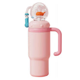 24Oz Stainless Steel Whale Fountain Tumbler with Handle Drinking Cup with Straw Whale Squirt Water Cup 710Ml Drinking Cup